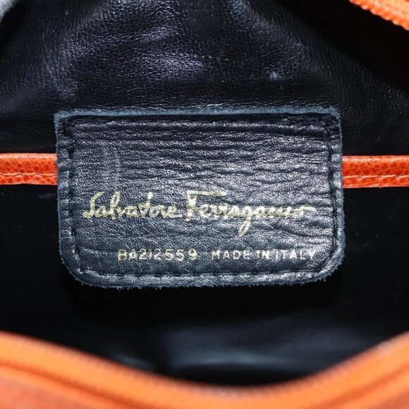 Salvatore Ferragamo Shoulder Bag Leather Brown Gold Auth 102665 - Picture 10 of 16